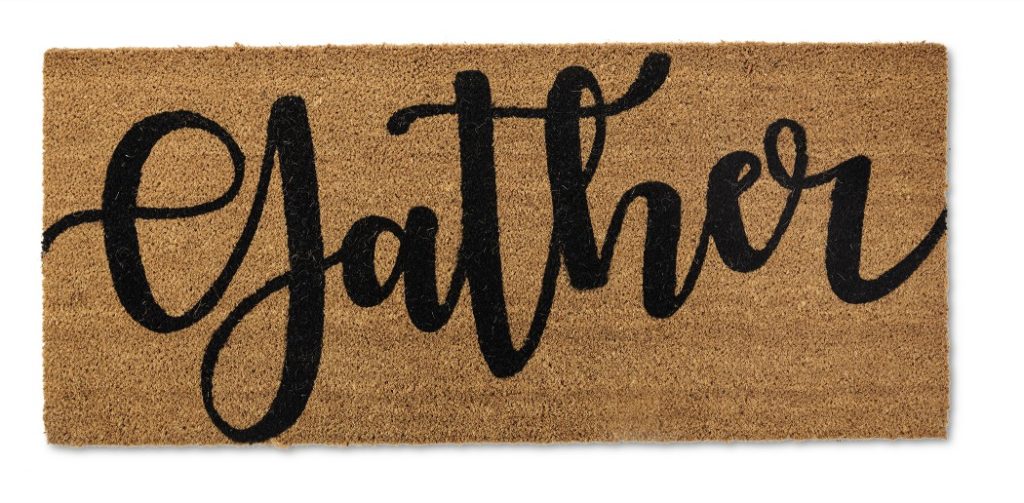doormat with the word gather