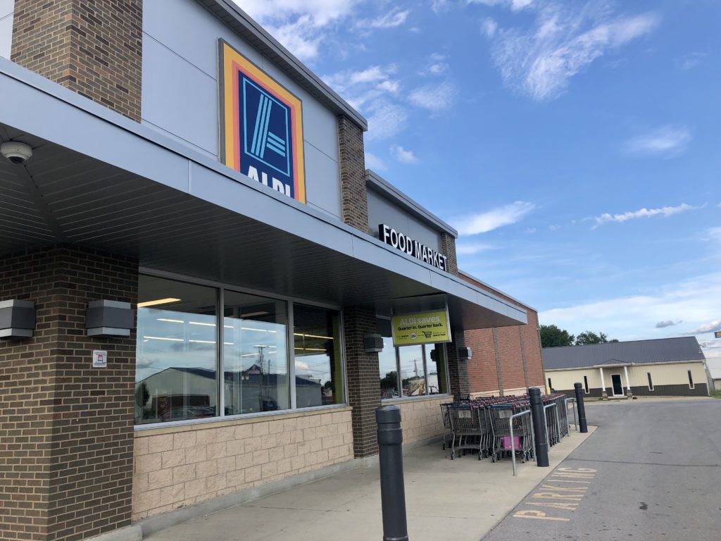 Aldi store with shopping carts outside