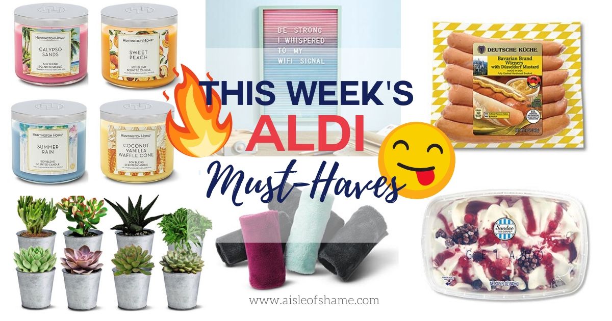 this week's aldi must-haves candles succulents letterboard