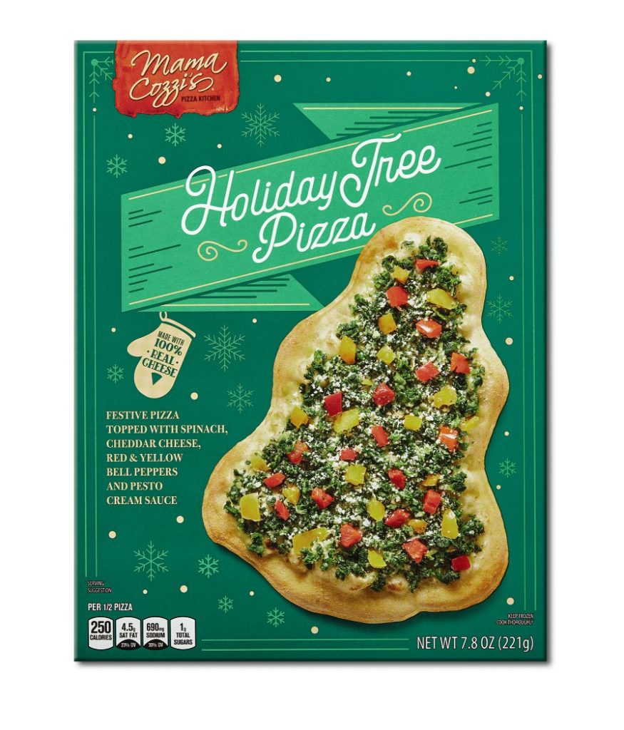 aldi holiday christmas tree shaped pizza