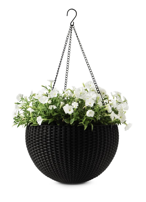 rattan sphere hanging planter