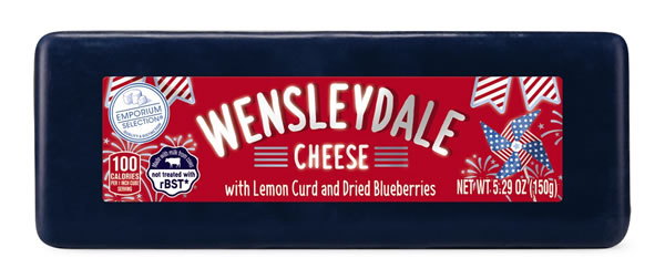 Wensleydale with Blueberry & Lemon (Blue Wax "Striped" Shaped Truckle)