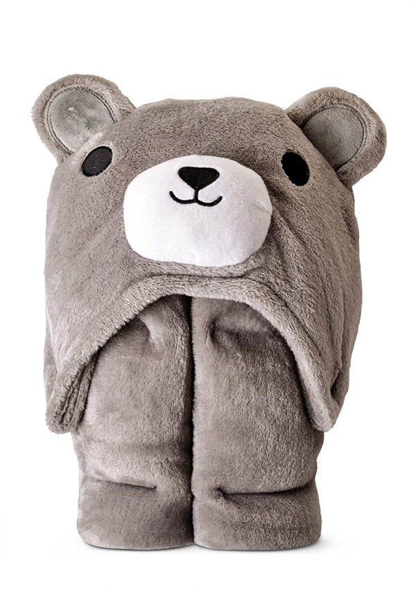 bear Hooded Plush Throw