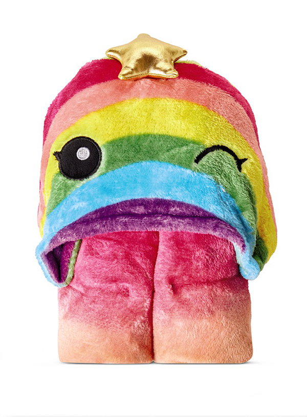 rainbow Hooded Plush Throw