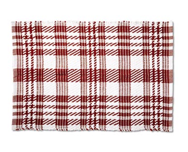 Huntington Home Handwoven Layering Rug red check