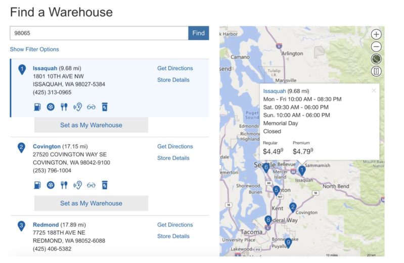 Costco gas price location