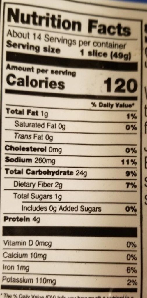 Trader Joe's Sourdough Bread Nutrition