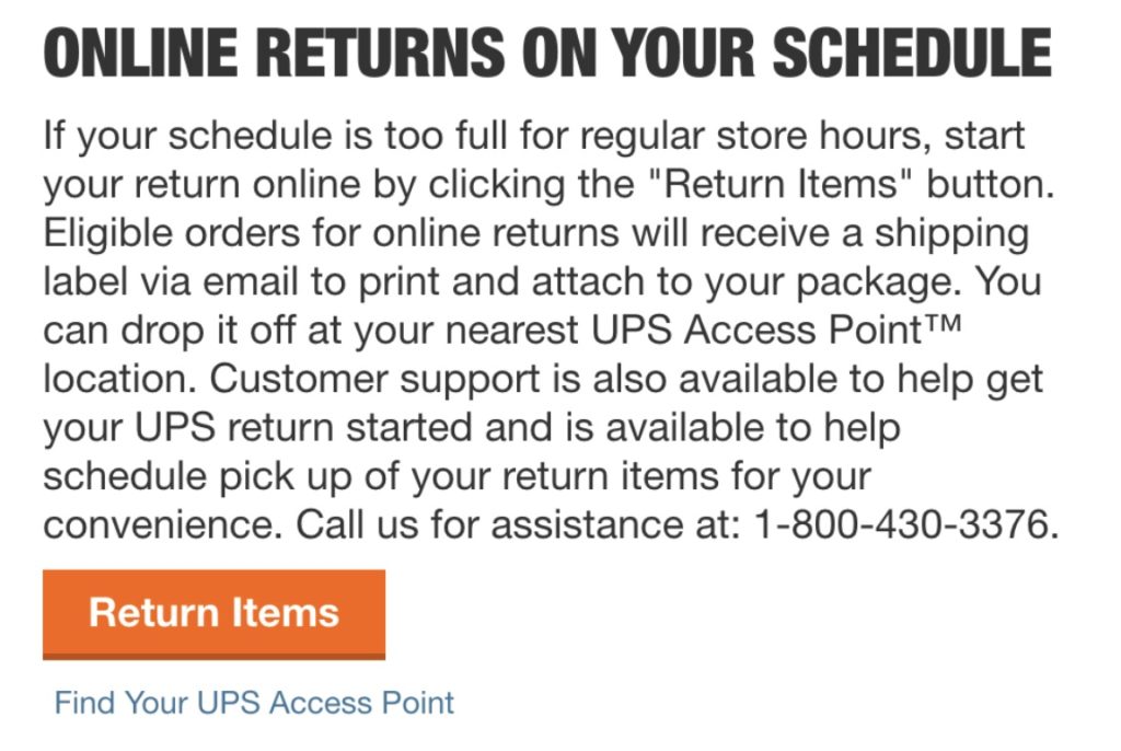 Home Depot Online Returns on your schedule