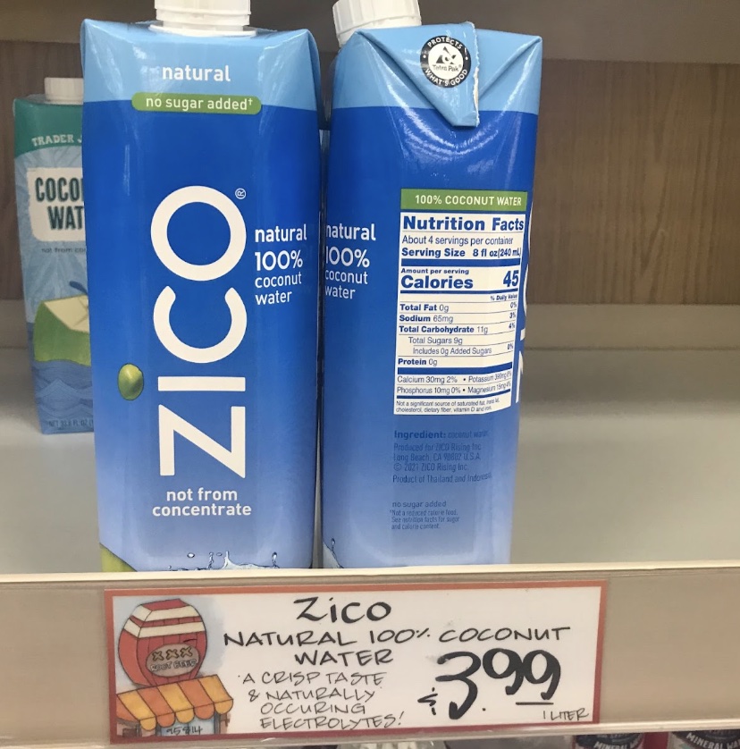 Trader Joe's Zico Coconut Water Nutrition Facts