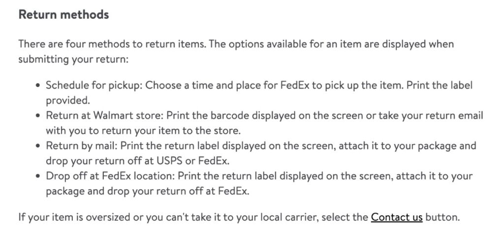 Walmart Mattress Return methods