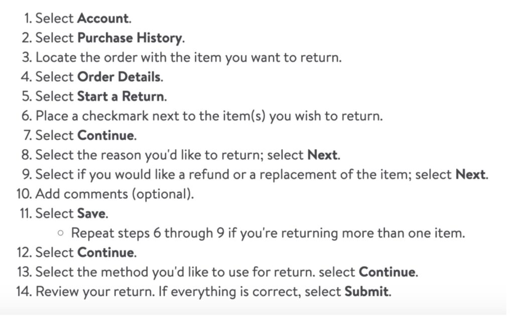 walmart online return steps