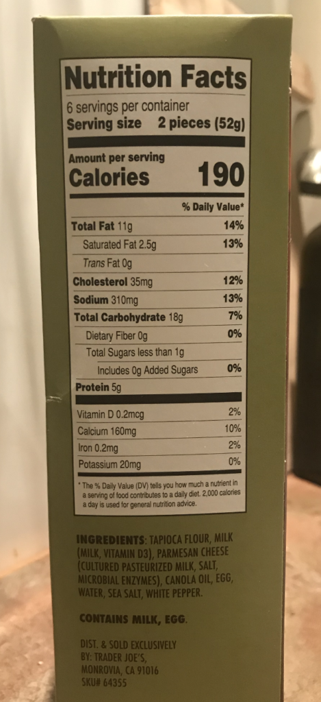 Brazilian Style Cheese Bread Nutrition Facts