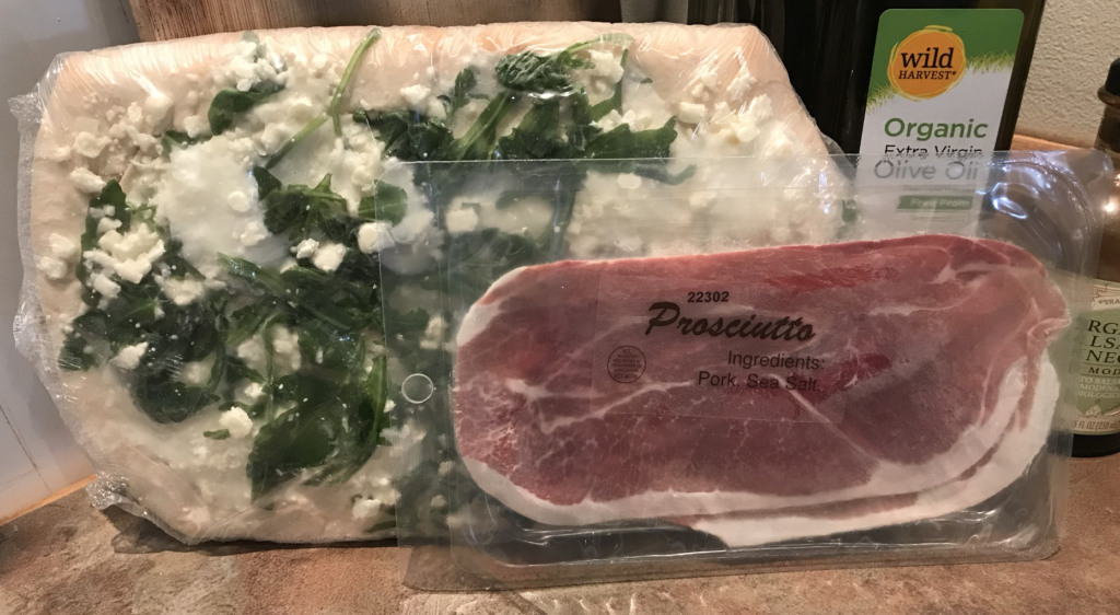 Burrata, Prosciutto & Arugula Flatbrea unpacking