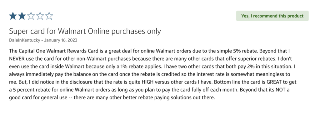 Capital One walmart Rewards Card Reciew 3