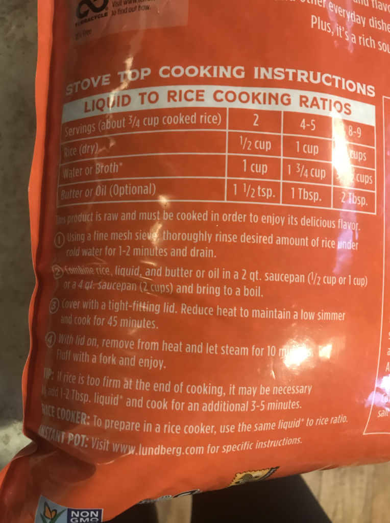Lundberg Organic Brown Rice Short Grain Cooking Instruction