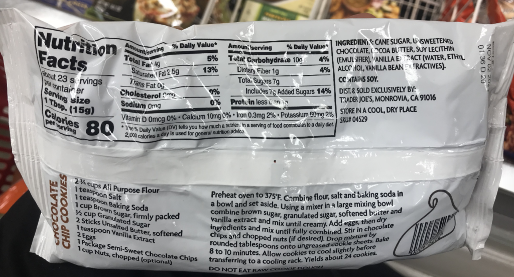Semi Sweet Chocolate Chips Trader Joes Nutrition Facts