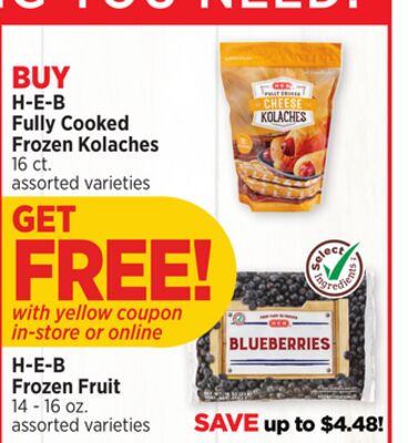 H-E-B Fully Cooked Frozen Kolaches