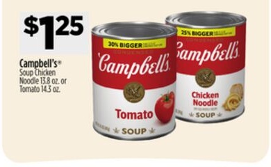 Campbell's® Soup Chicken Noodle 13.8 oz. or Tomato 14.3 oz