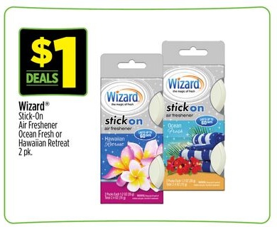 Wizard® Stick-On Air Freshener Ocean Fresh or Hawaiian Retreat