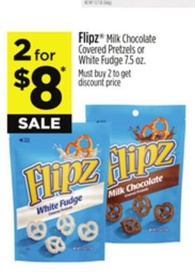 Flipz® Milk Chocolate Covered Pretzels or White Fudge