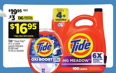 Tide® Power Pods® 45 ct. or Liquid Laundry Detergent 83-100 Load/117-125 oz.
