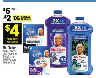 Mr. Clean® Magic Erasers Ultra Foamy or Thick 3 ct. or Multi-Purpose Cleaner 41 oz.