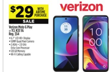 Verizon Moto G Play or TCL K33 5G