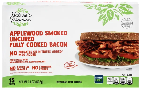 Nature's Promise Fully Cooked Applewood Smoked Uncured Bacon Slices