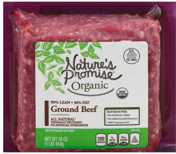 Nature's Promise Organic 90% Lean 10% Fat Ground Beef