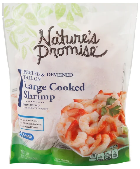 Nature's Promise Cooked Peeled & Deveined Tail-On Large Shrimp Frozen