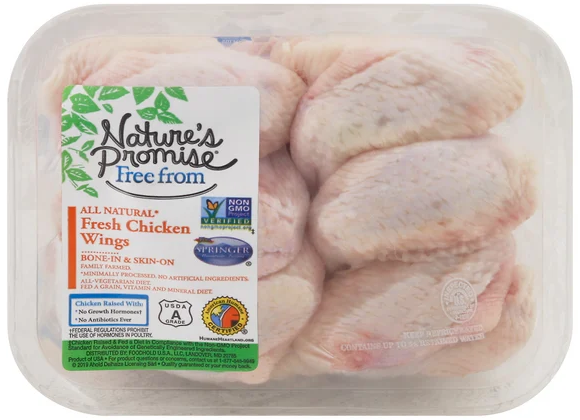 Nature's Promise All Natural Bone-In Skin-On Chicken Wings Fresh