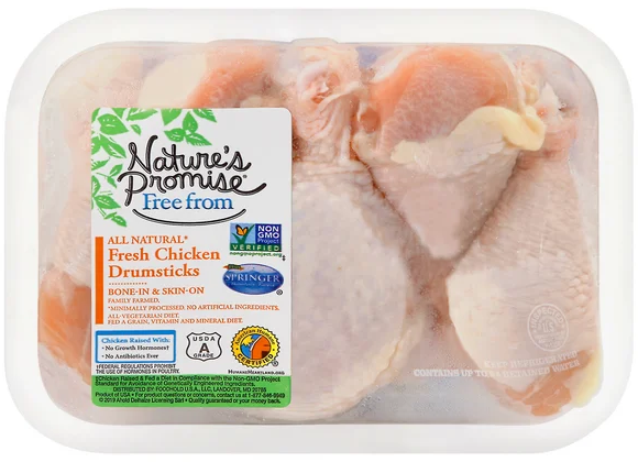 Nature's Promise Natural Bone-In Skin-On Chicken Drumsticks Fresh
