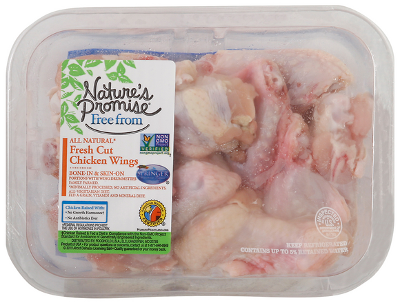 Nature's Promise All Natural Bone-In Skin-On Cut Chicken Wings Fresh