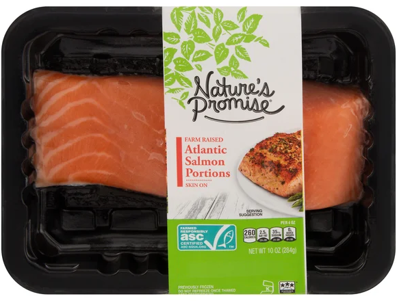 Nature's Promise Farm Raised Skin-On Atlantic Salmon Portions Prev. Frozen