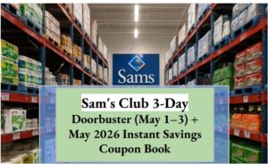 Sam's Club 3-Day Doorbuster (May 1–3) + May 2026 Instant Savings Coupon Book