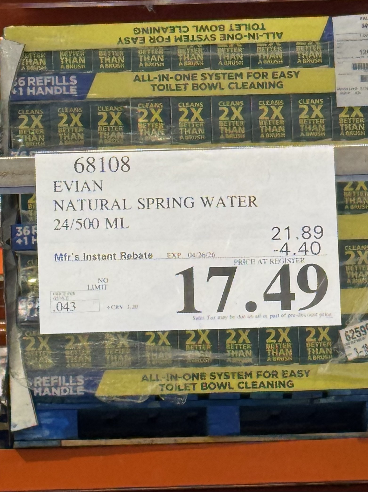 Evian Natural Spring Water - price tag