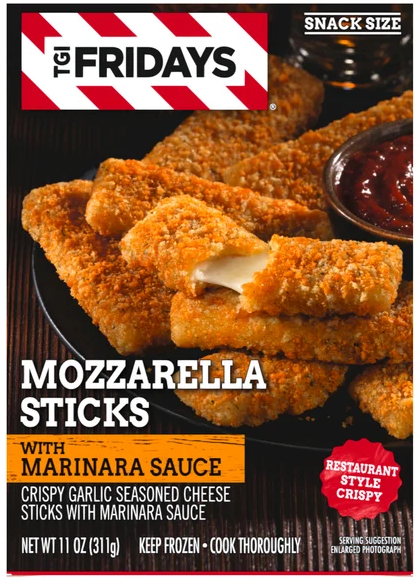 TGI Fridays Mozzarella Sticks with Marinara Sauce Snack Size Frozen