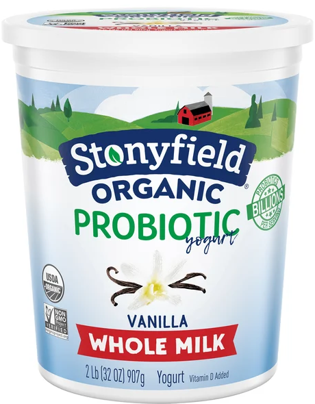 Stonyfield Organic Probiotic Whole Milk Vanilla Yogurt