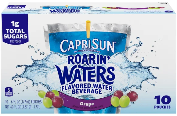 Capri Sun Roarin' Waters Grape Geyser Flavored Beverage Pouches - 10 pk