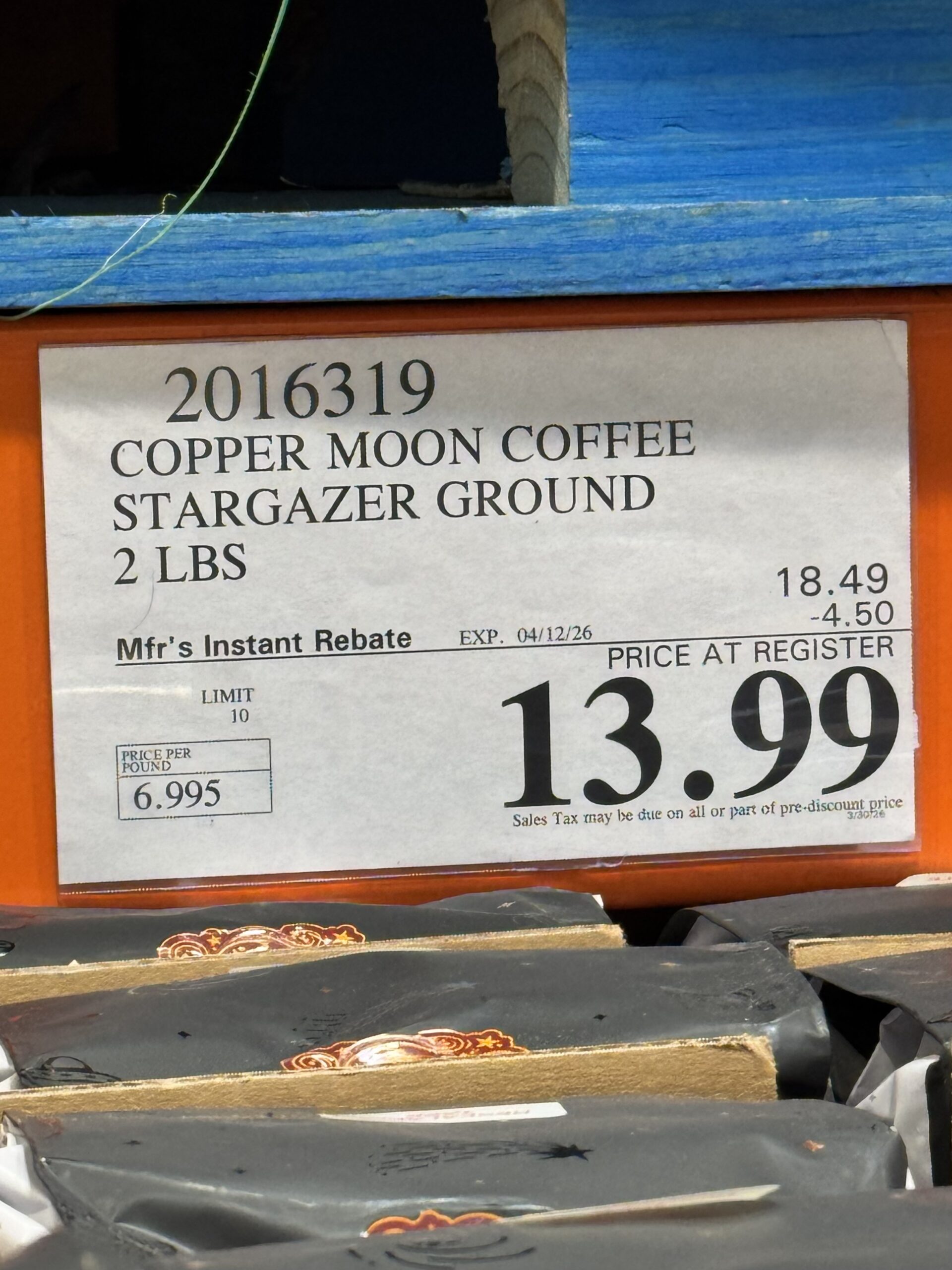 Copper Moon Stargazer Premium Coffee Blend - price tag