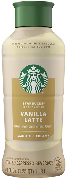 Starbucks Vanilla Latte Iced Espresso Beverage Refrigerated