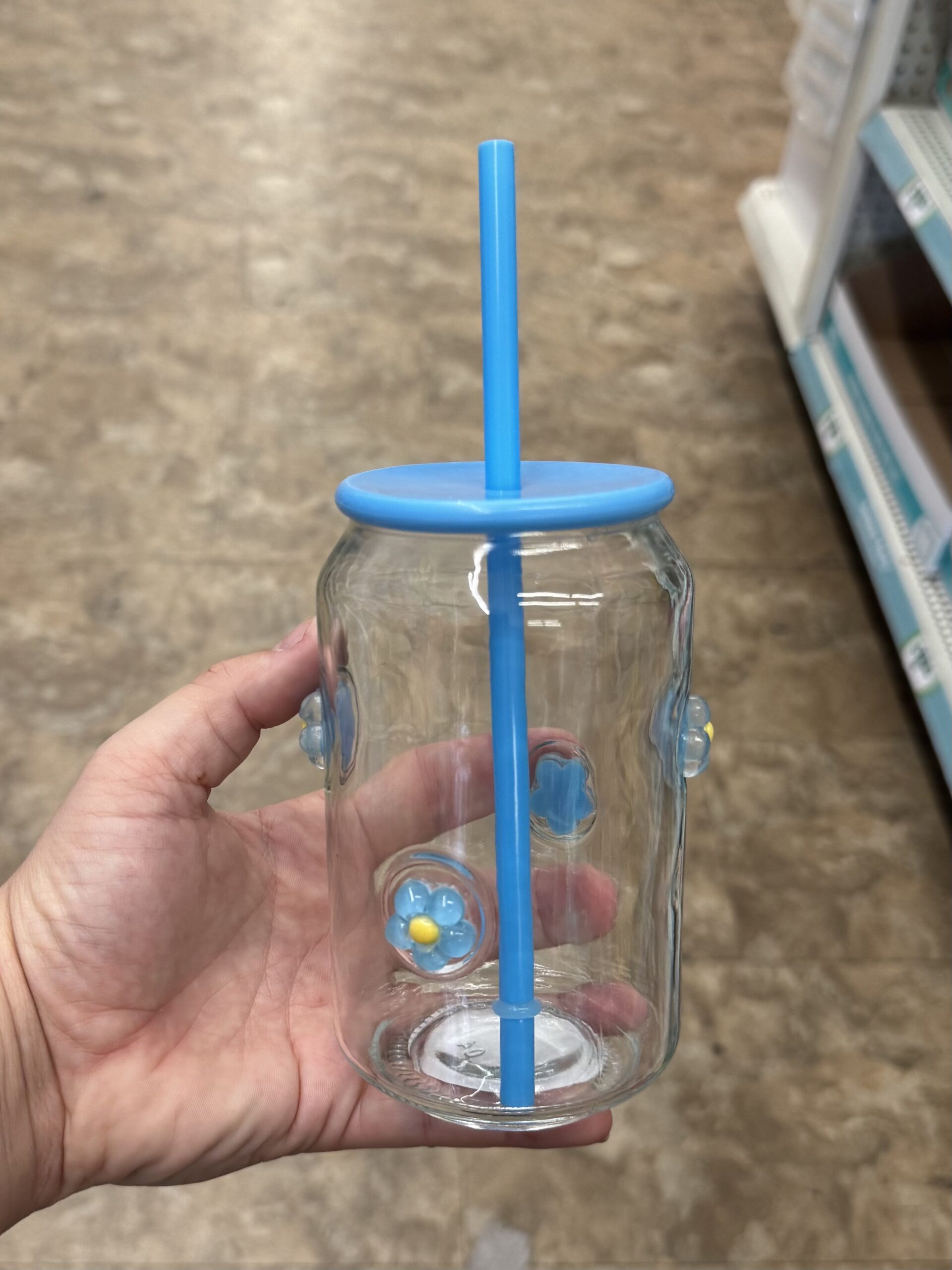 Glass Soda Can with Lid and Straw - in store