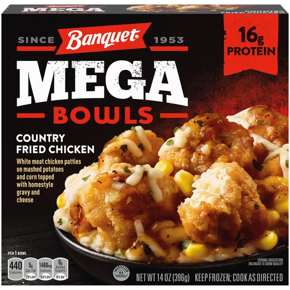 Banquet MEGA Bowls Country Fried Chicken Protein Frozen Meal