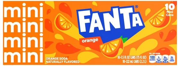Fanta Orange Soda Mini Caffeine Free - 10 pk
