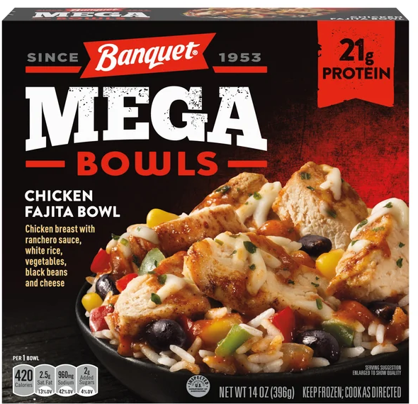 Banquet MEGA Bowls Chicken Fajita Protein Frozen Meal