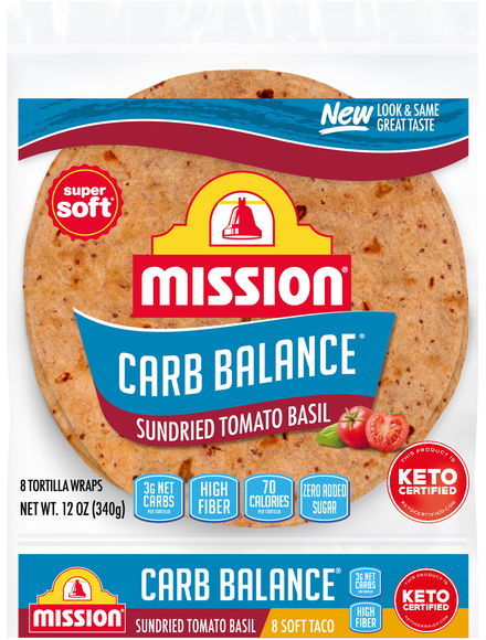 Mission Carb Balance Keto Tomato Basil Soft Tortilla Wraps - 8 ct