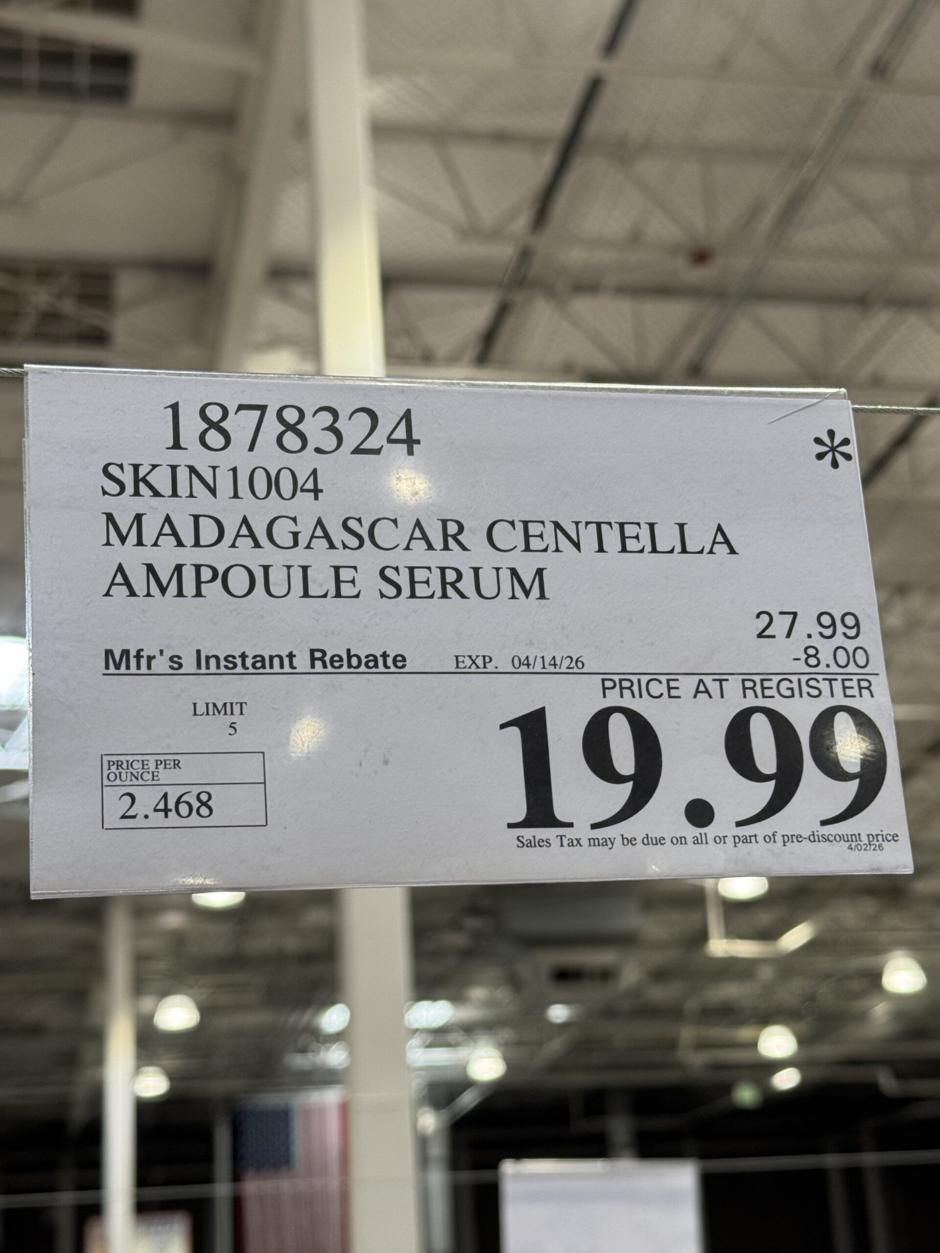 SKIN1004 Madagascar Centella Ampoule Set - price tag