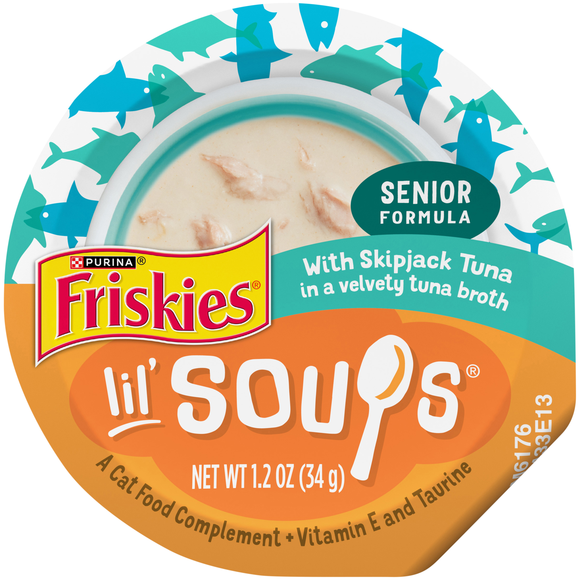 Friskies Lil' Soups Senior Skipjack Tuna in Broth Cat Food Complement