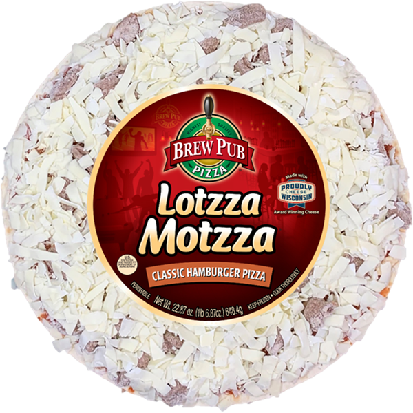 Brew Pub Lotzza Motzza Hamburger Pizza