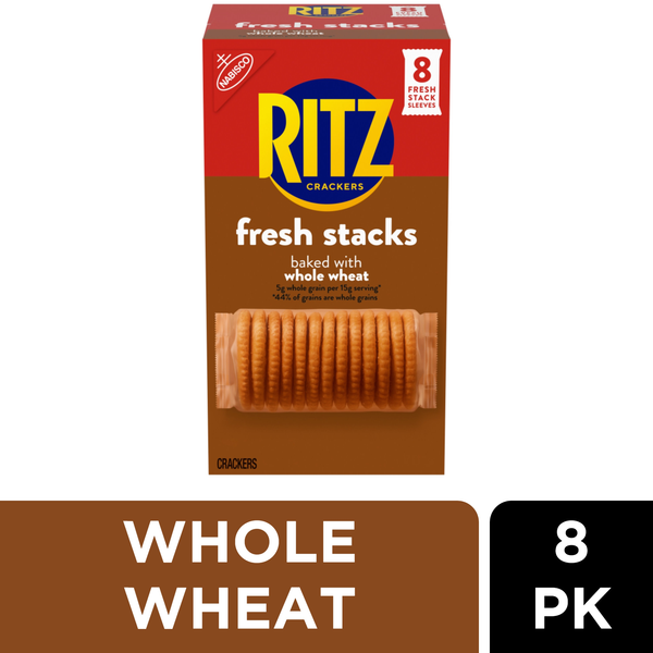 Ritz Fresh Stacks Whole Wheat Crackers, Travel Snacks, 8 Pack